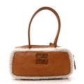 Shearling Calfskin Arcadie Top Handle Bag Cognac