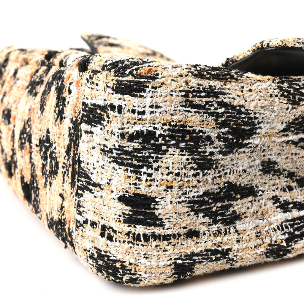 Tweed Mixed Fibers Leopard Print Small Souplissimo Maxi Flap Brown Black White