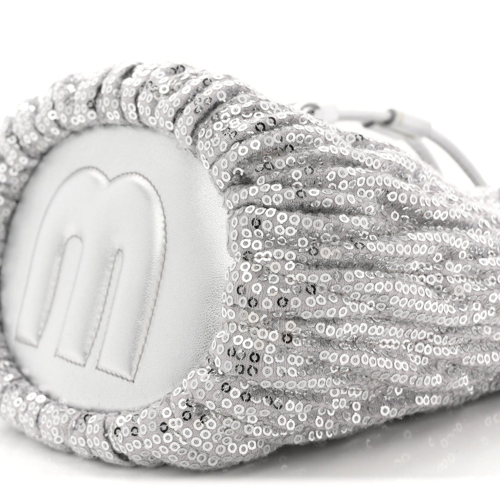 Paillettes Mate Bucket Bag Argento