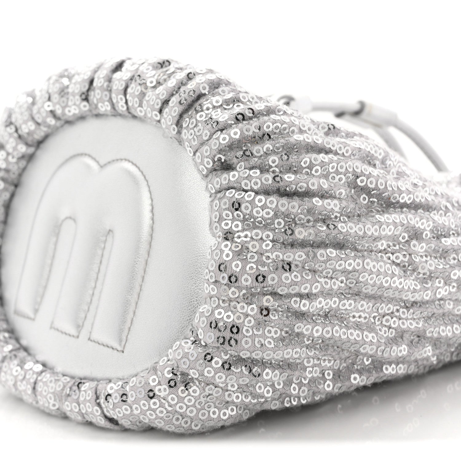 Paillettes Mate Bucket Bag Argento