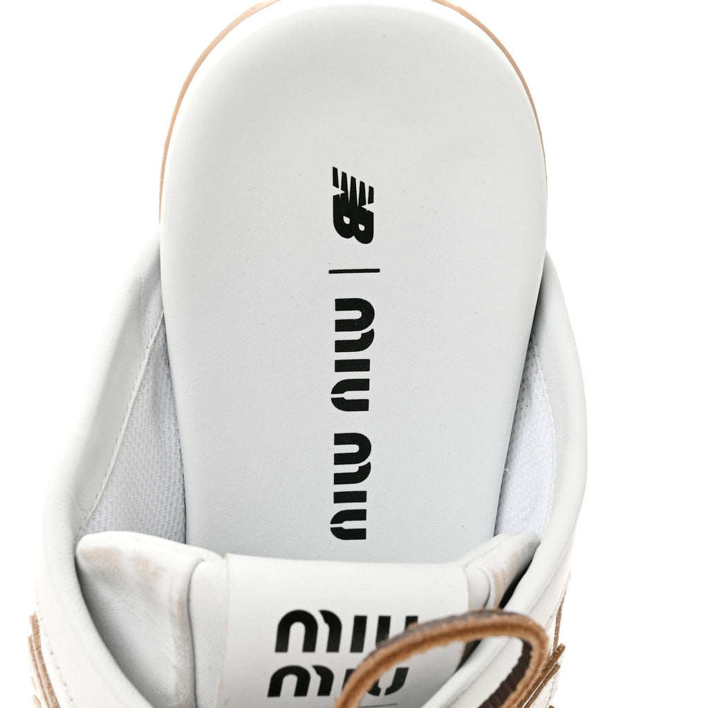 X NEW BALANCE Bleached Calfskin 530 SL Slip-On Sneakers Mules 39.5 White