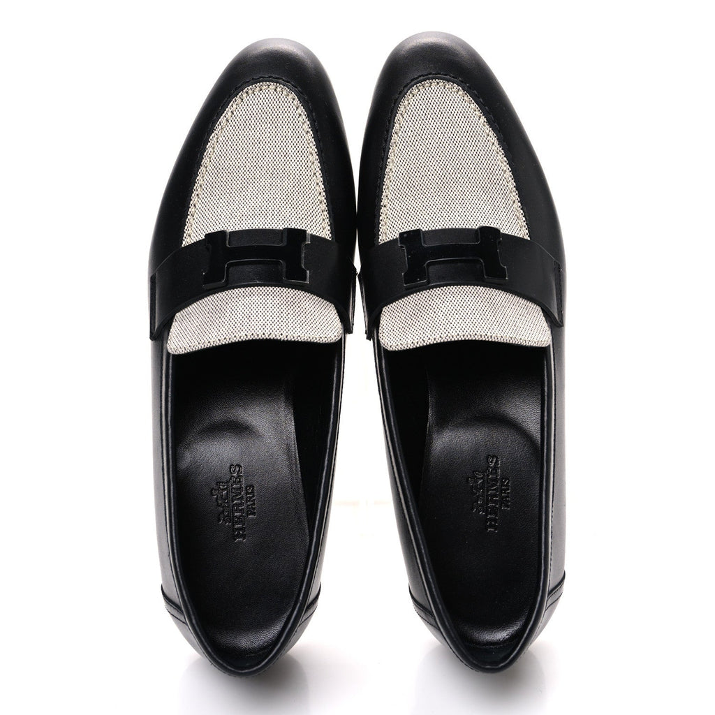 Toile De Coton Calfskin Womens Paris Loafers 37 Black Prunoir