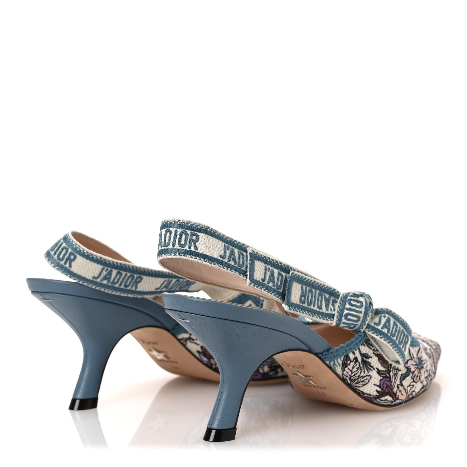Canvas Embroidered J'Adior Slingback 65mm Pumps 38 Blue Multicolor