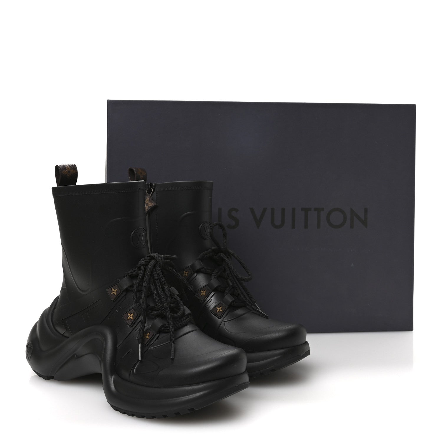 Mat Rubber Monogram LV Archlight Sneaker Boots 38 Black