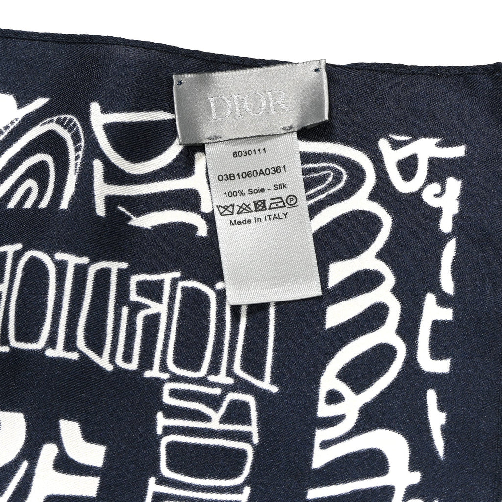 X SHAWN STUSSY Silk Printed Square Scarf Blue White