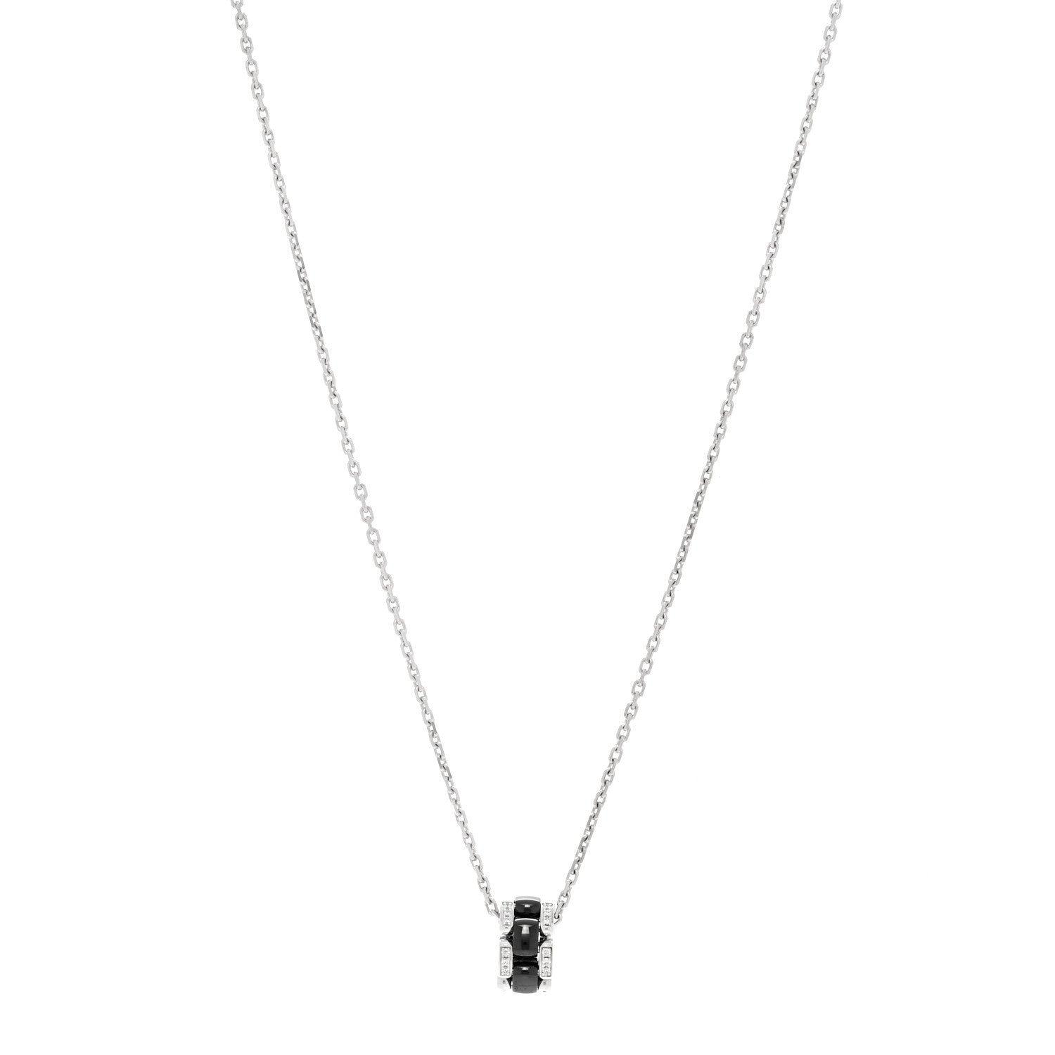18K White Gold Diamond Ceramic Ultra Necklace Black