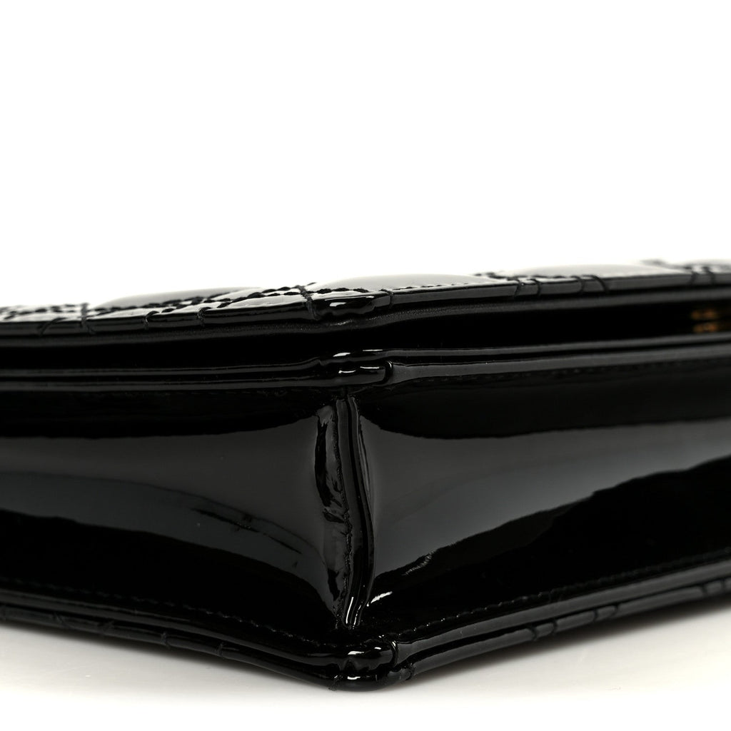 Patent Cannage Lady Dior Convertible Clutch Black
