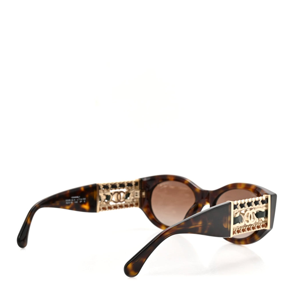 Acetate Calfskin Chain Polarized CC Sunglasses 5536-Q-A Tortoise