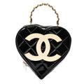 Patent Quilted CC Barbie Heart Vanity Case Black