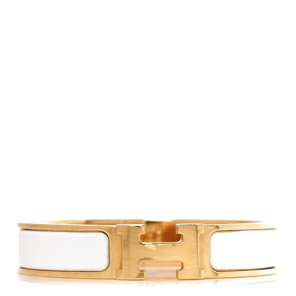 Enamel Narrow Clic Clac H Bracelet PM White