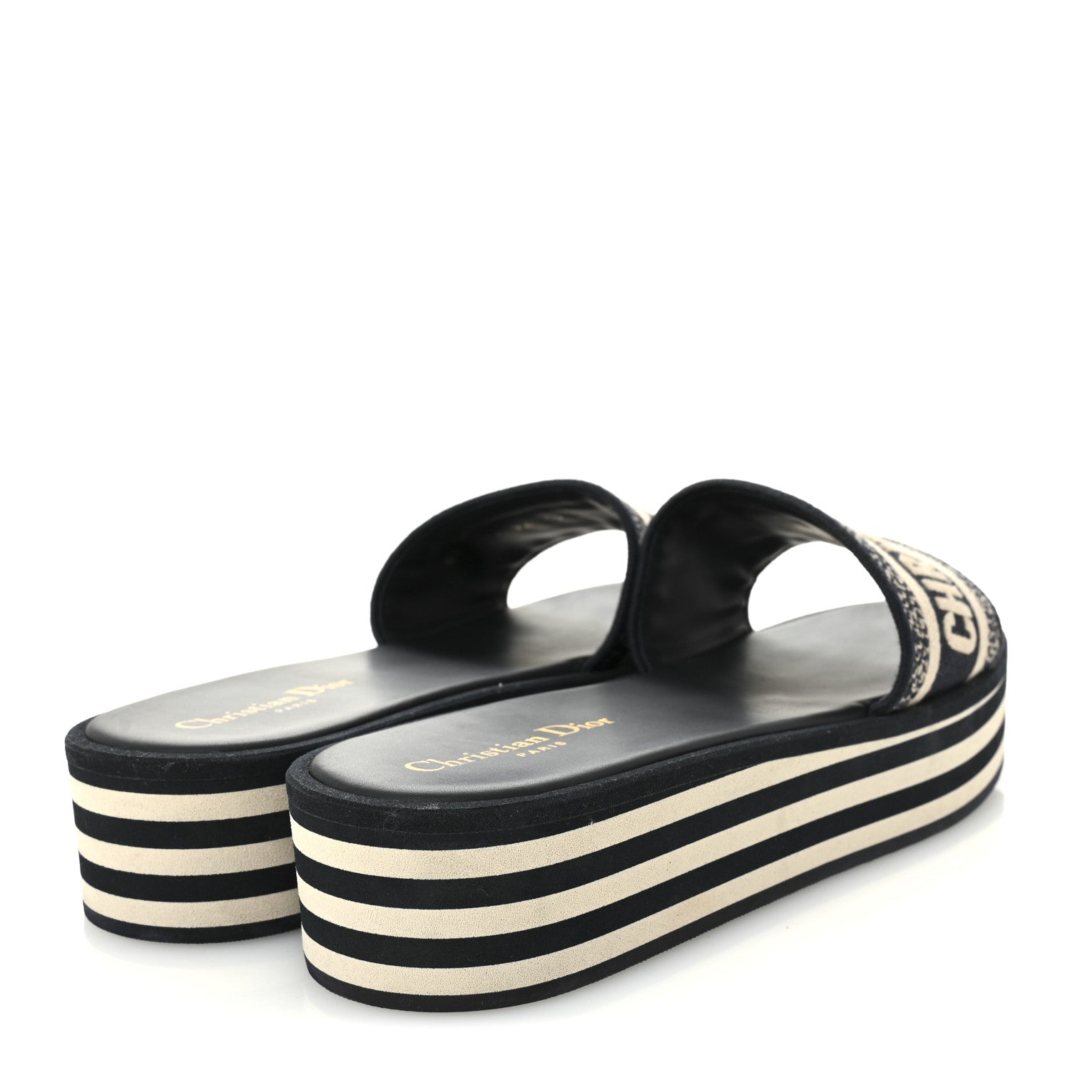 Canvas Embroidered D-Way Platform Sandals 39.5 Deep Blue