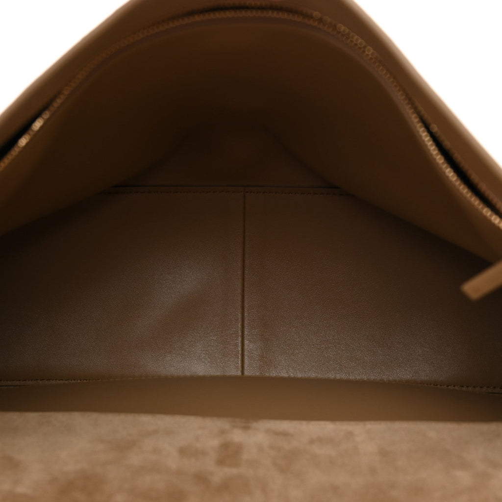 Suede Calfskin Souplissimo Maxi Flap Dark Beige