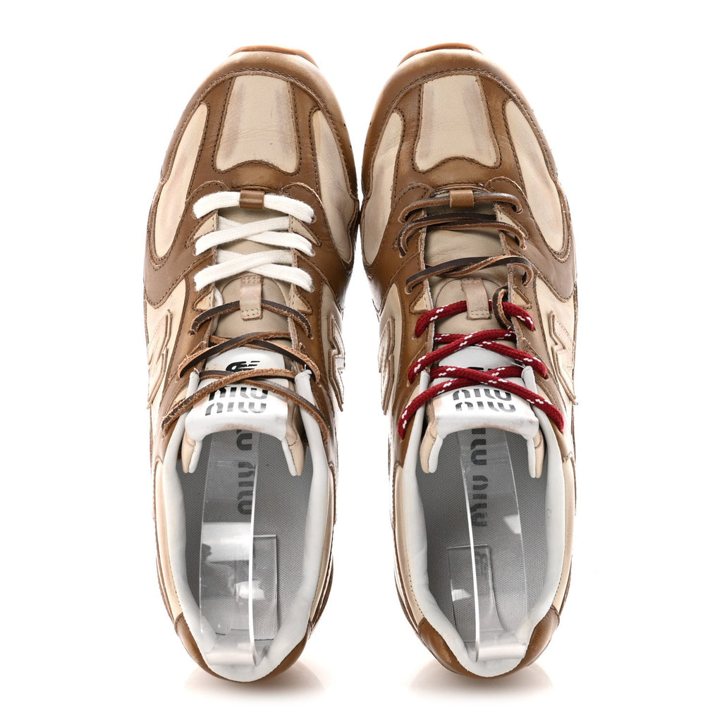 X NEW BALANCE Bleached Calfskin 530 SL Sneakers 41 Cinnamon Travertine Gray
