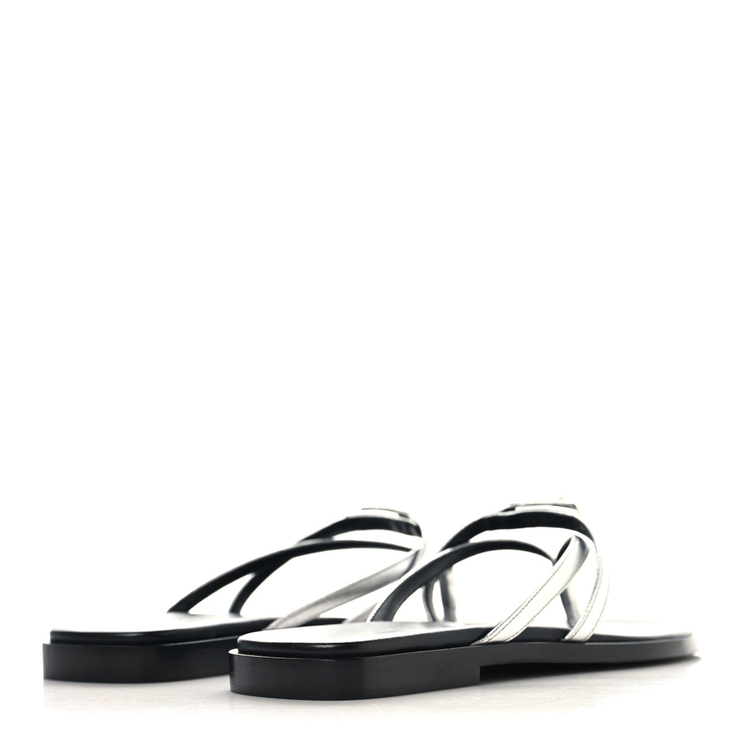 Metallic Goatskin Miss Sandals 37 Gris Argente
