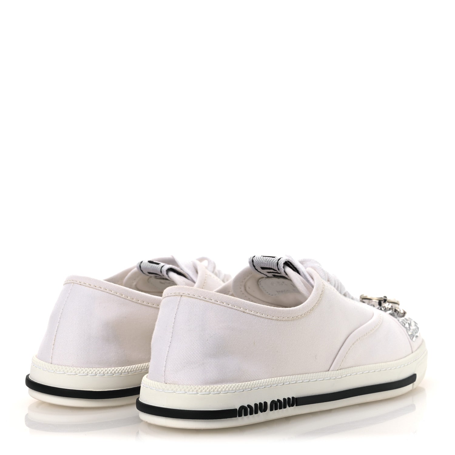 Gabardine Crystal Low Sneakers 35 Bianco