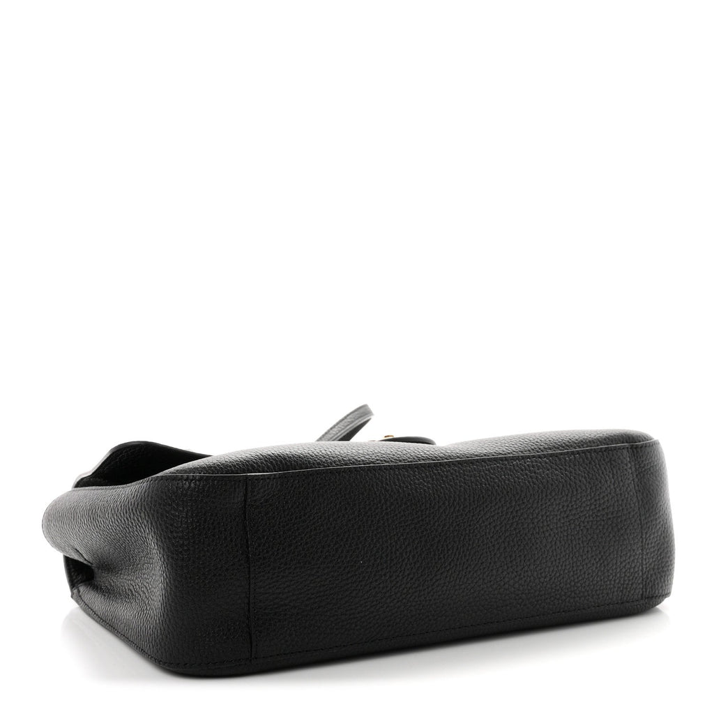 Grained Calfskin Small Souplissimo Maxi Flap Black