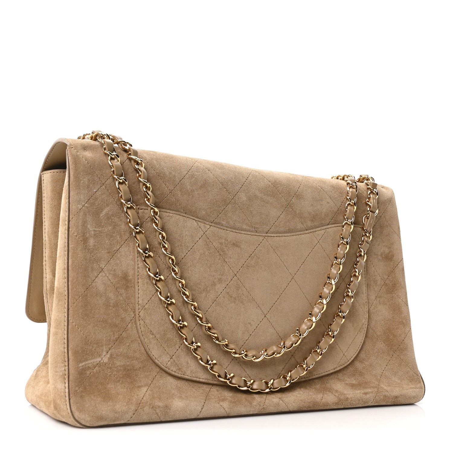 Suede Calfskin Souplissimo Maxi Flap Dark Beige