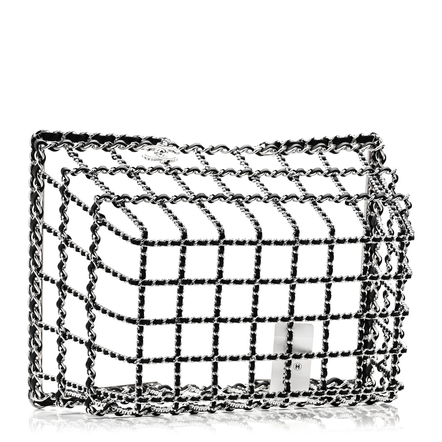 Brass Calfskin Large Grocery By Chanel Shopping Basket Silver