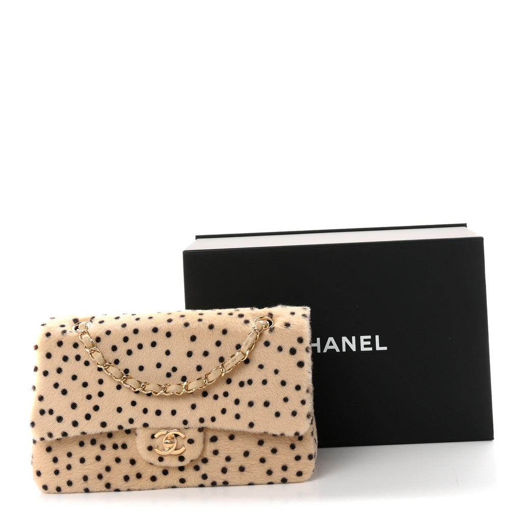 Pony Hair Cheetah Printed Creative Fabrics Flap Light Beige Black