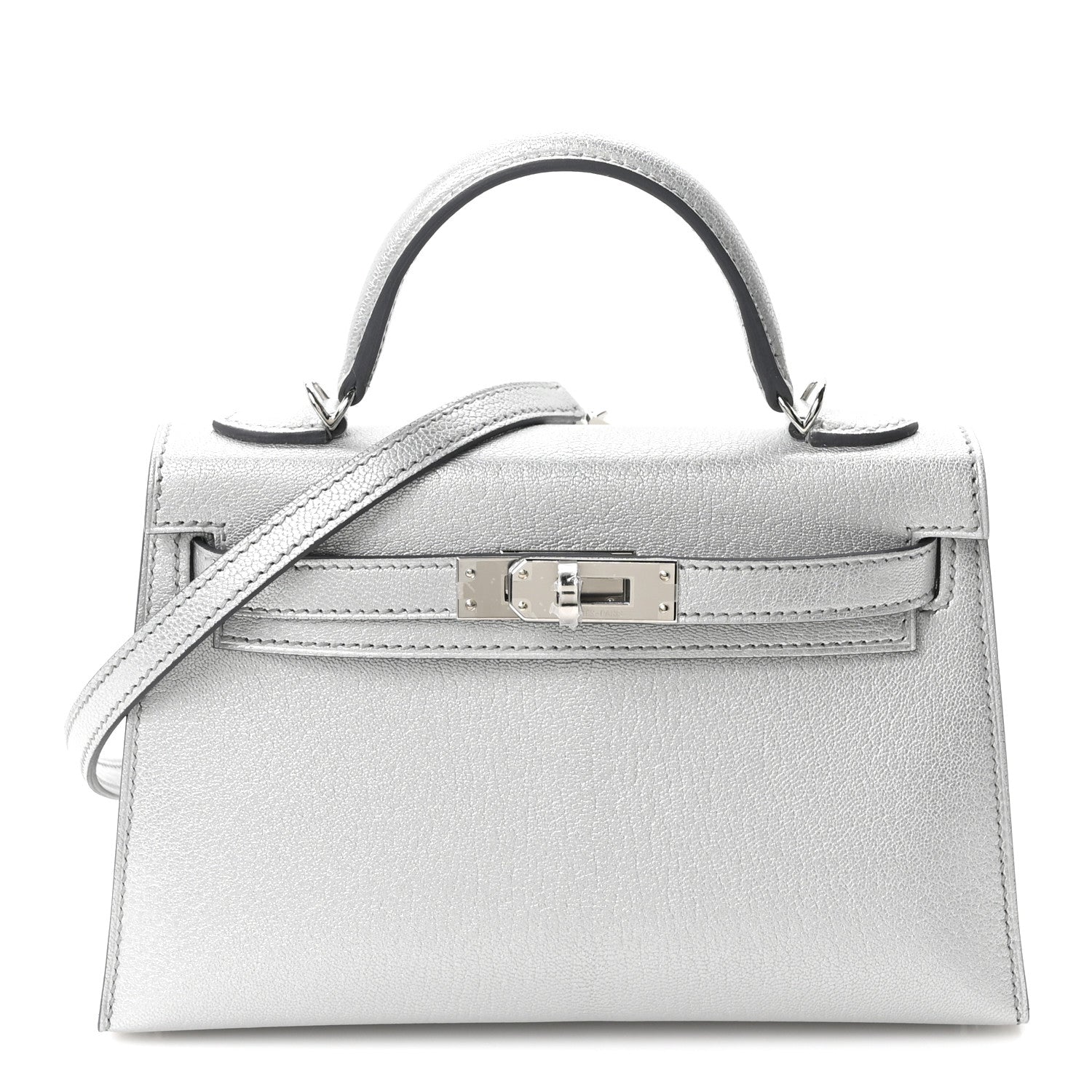 Metallic Chevre Chamkilight Mini Kelly Sellier 20 Argent