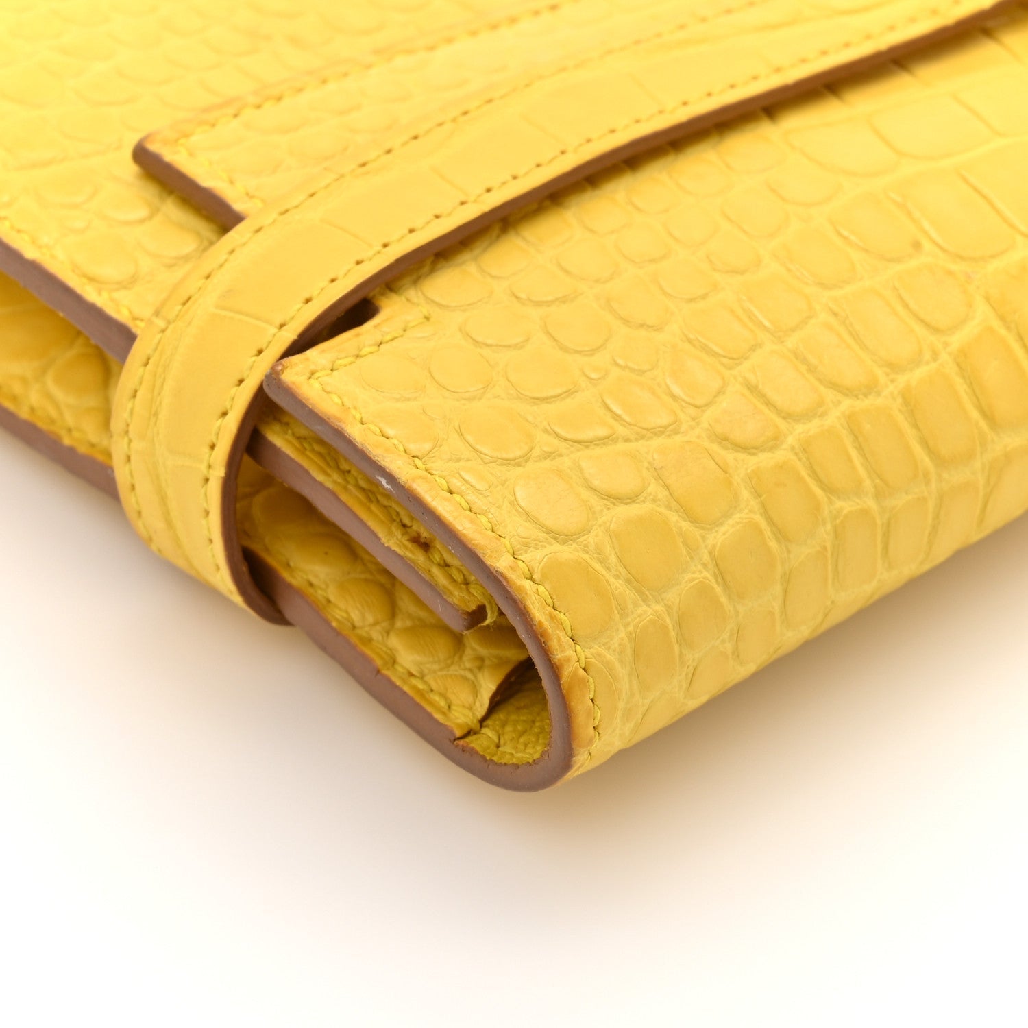 Matte Alligator Kelly Longue Wallet Mimosa