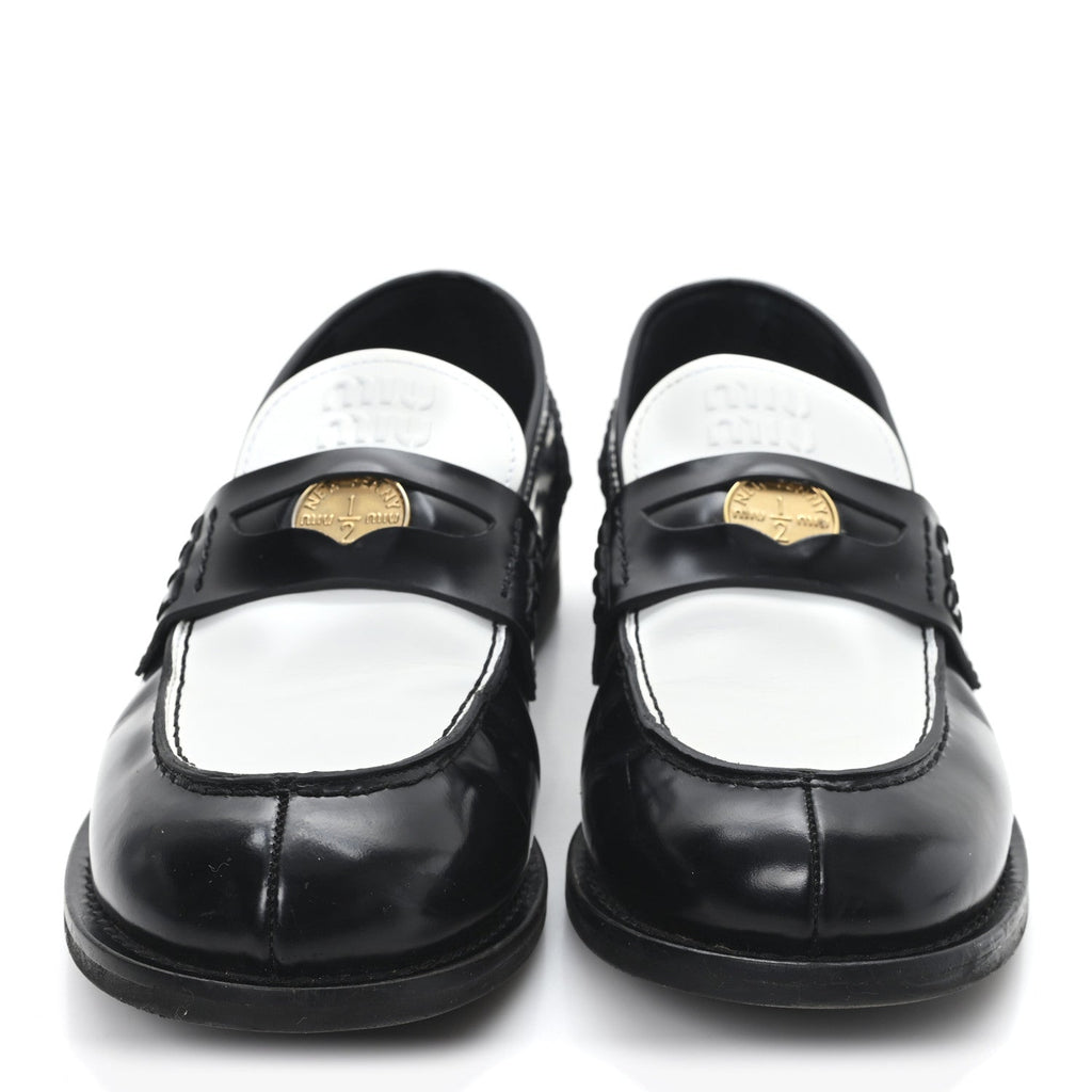 Spazzolato Penny Loafer 39 Black White