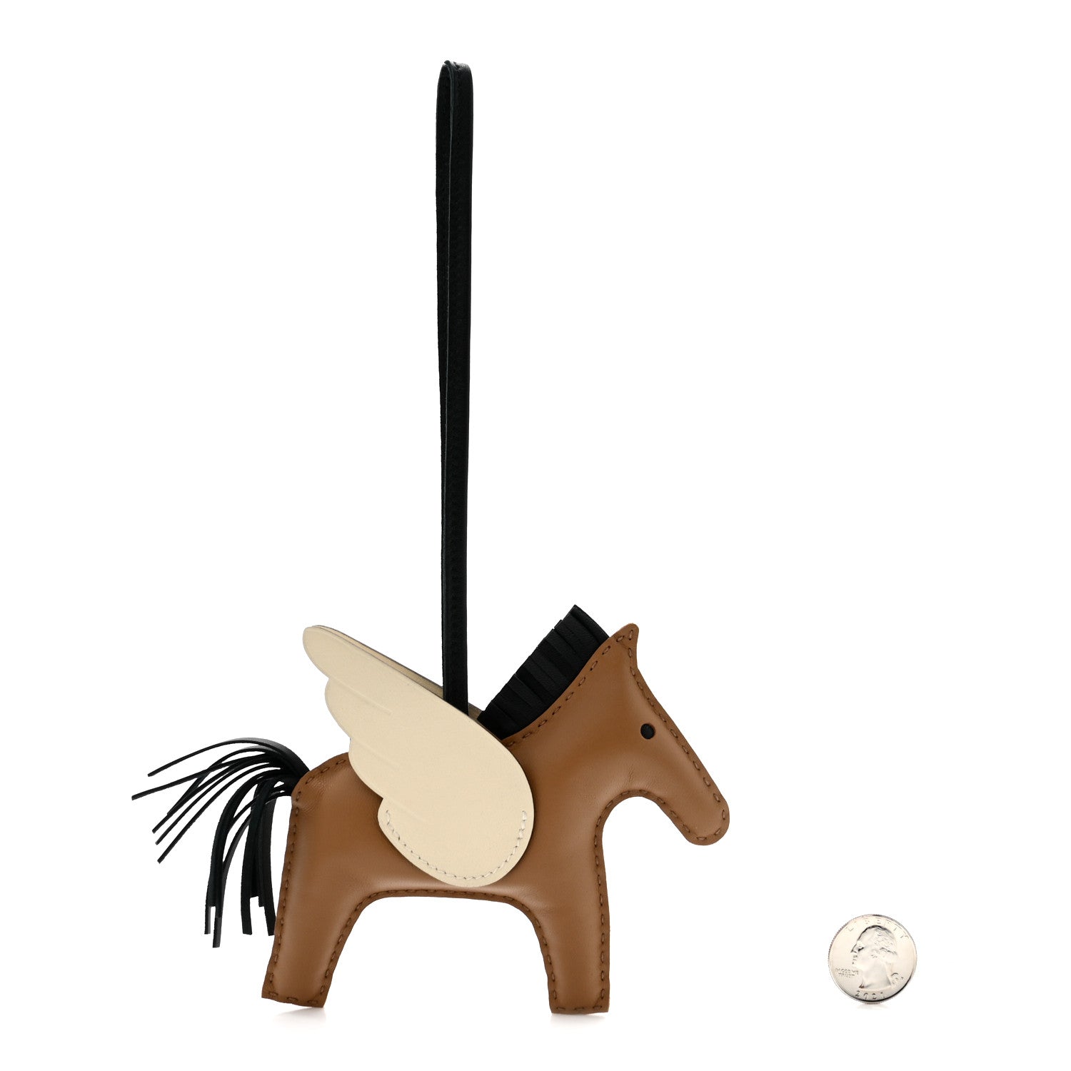 Milo Lambskin Grigri Rodeo Pegase Horse Bag Charm MM Sesame Black Nata
