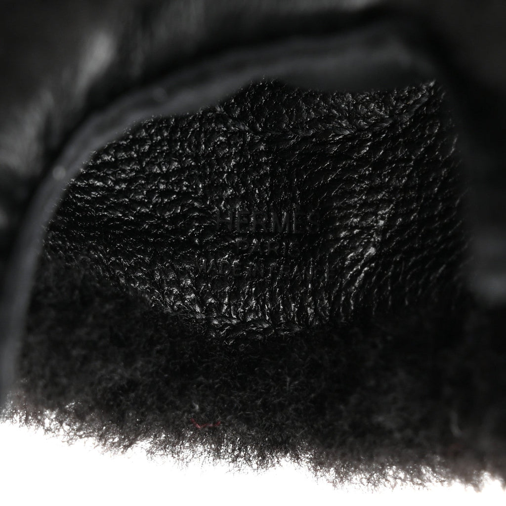Milo Lambskin Merinos Wool Grigri Rodeo Robeo Plush Bag Charm PM Black