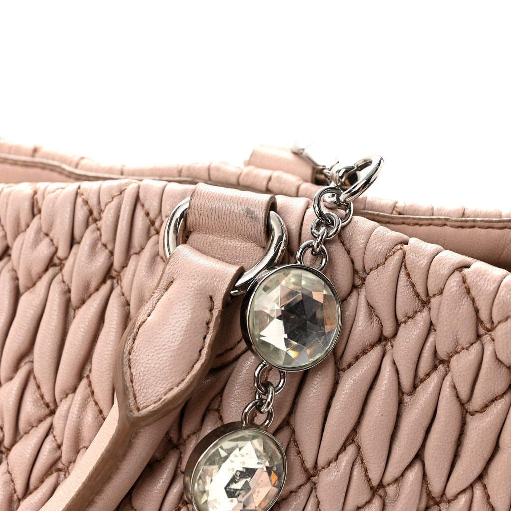 Nappa Matelasse Swarovski Crystal Tote Cammeo