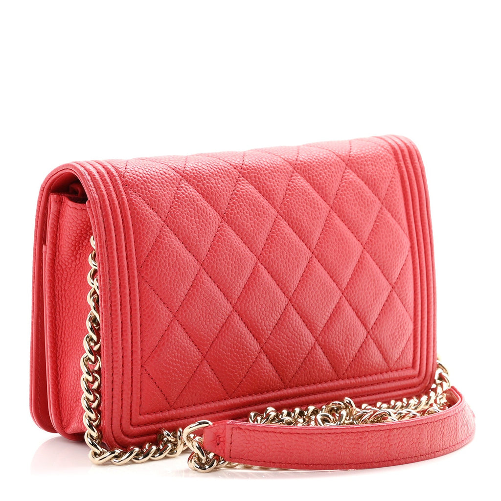Caviar Quilted Boy Wallet On Chain WOC Red