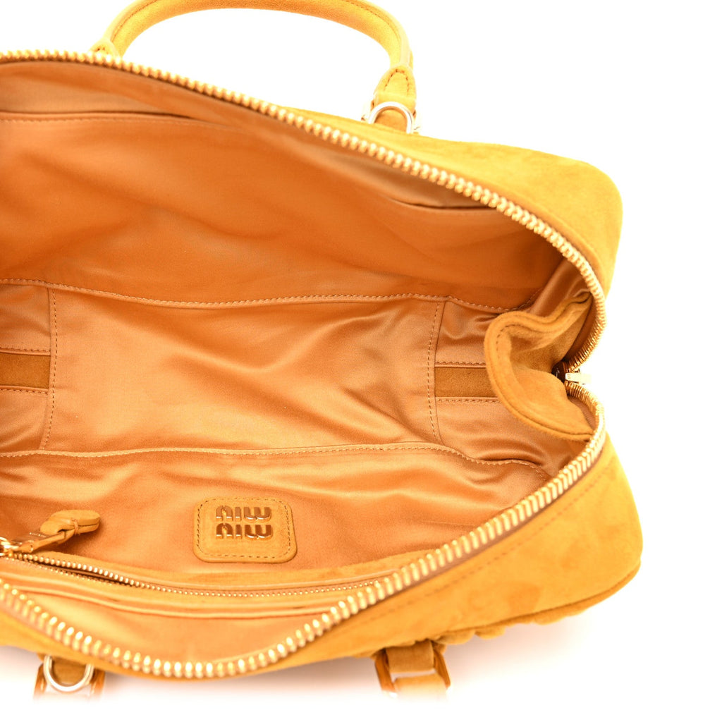 Suede Matelasse Large Arcadie Top Handle Bag Whiskey