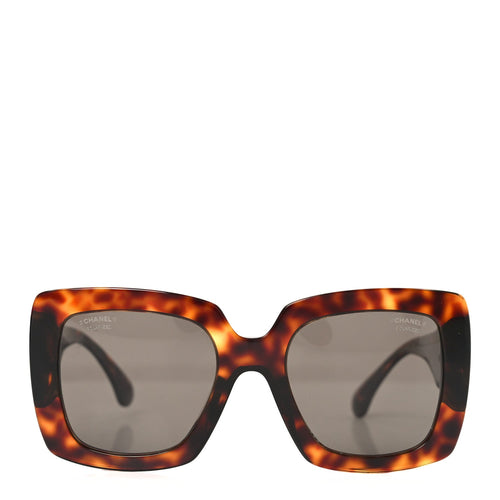 Acetate Calfskin Polarized Square Sunglasses 5474-Q-A Tortoise