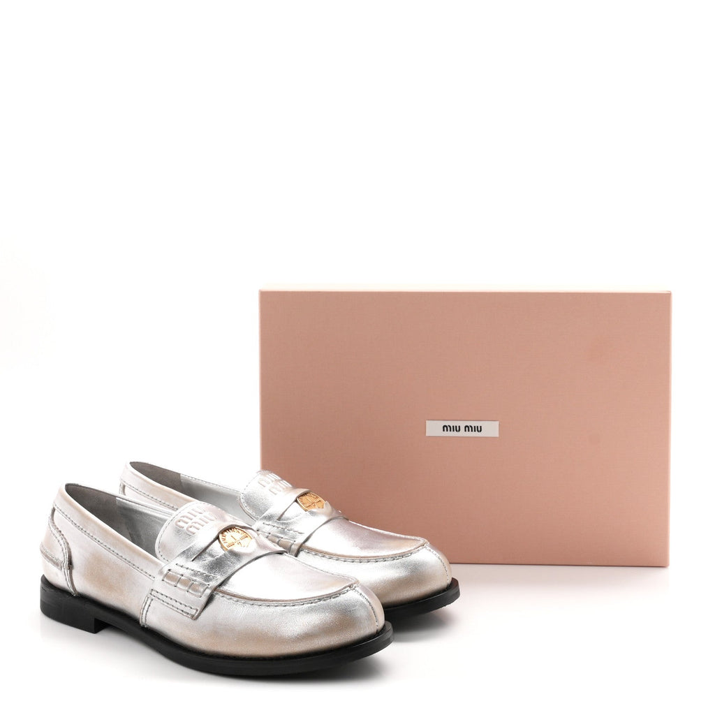 Vitello Deco Penny Loafer 39 Argento
