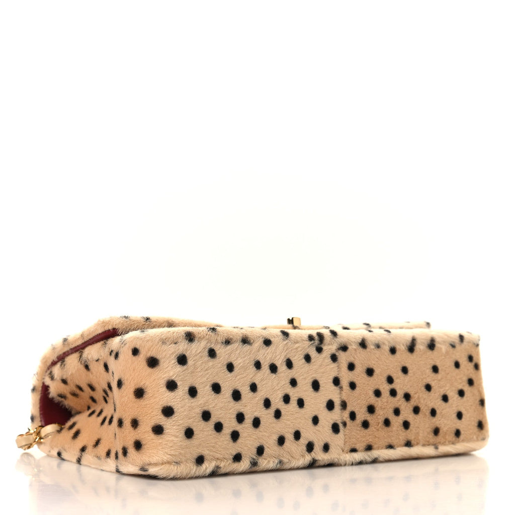 Pony Hair Cheetah Printed Creative Fabrics Flap Light Beige Black
