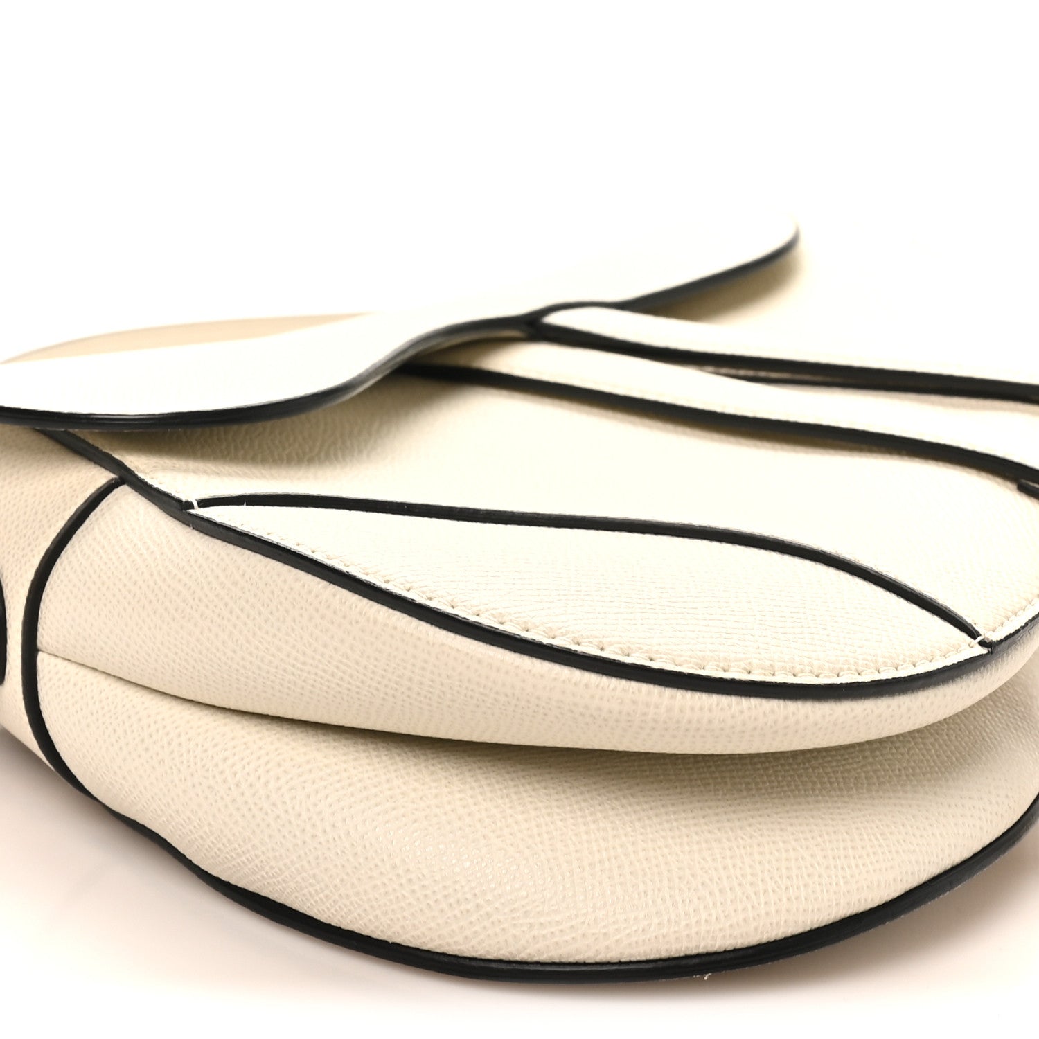 Grained Calfskin Saddle Bag White
