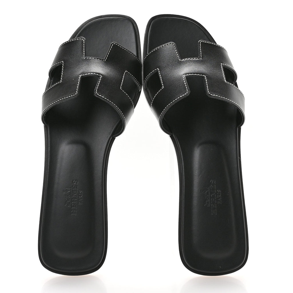 Box Calfskin Oran Sandals 36.5 Black