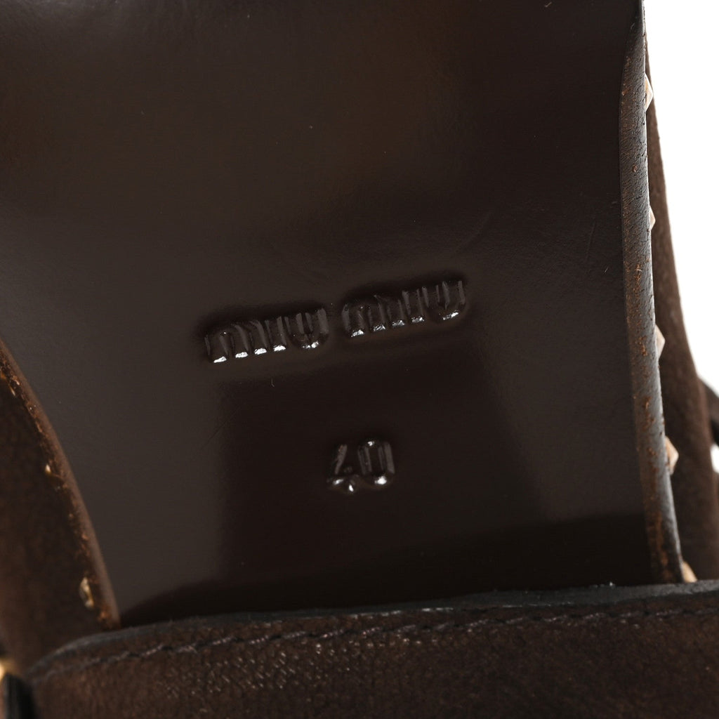 Suede Harness Mid Calf Boots 40 Brown
