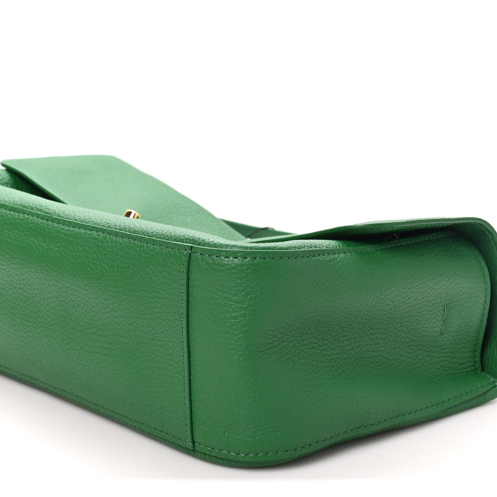 Grained Calfskin Small Souplissimo Maxi Flap Green