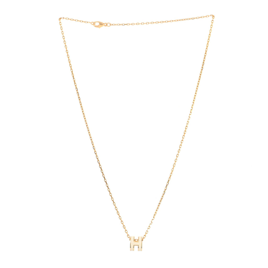 Lacquered Gold Mini Pop H Pendant Necklace White