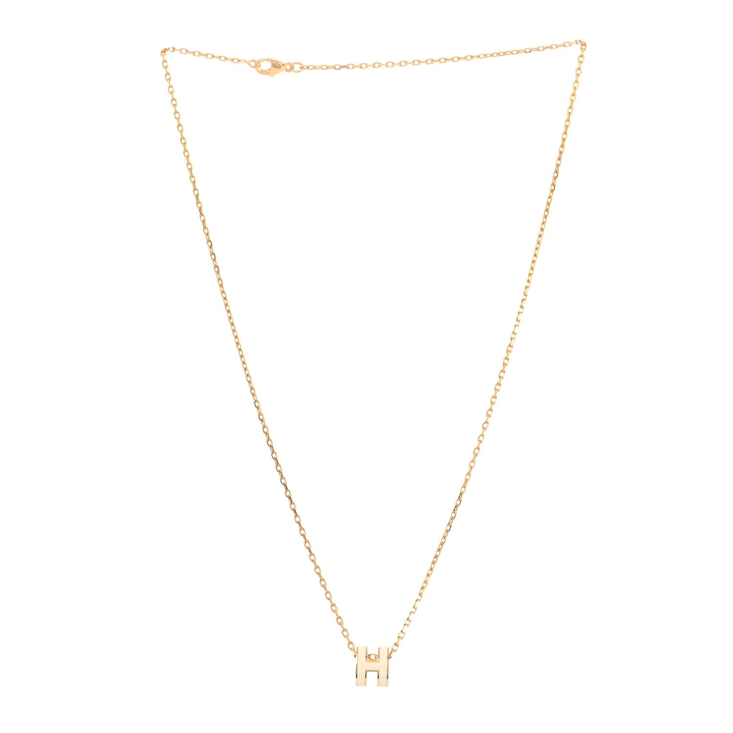 Lacquered Gold Mini Pop H Pendant Necklace White