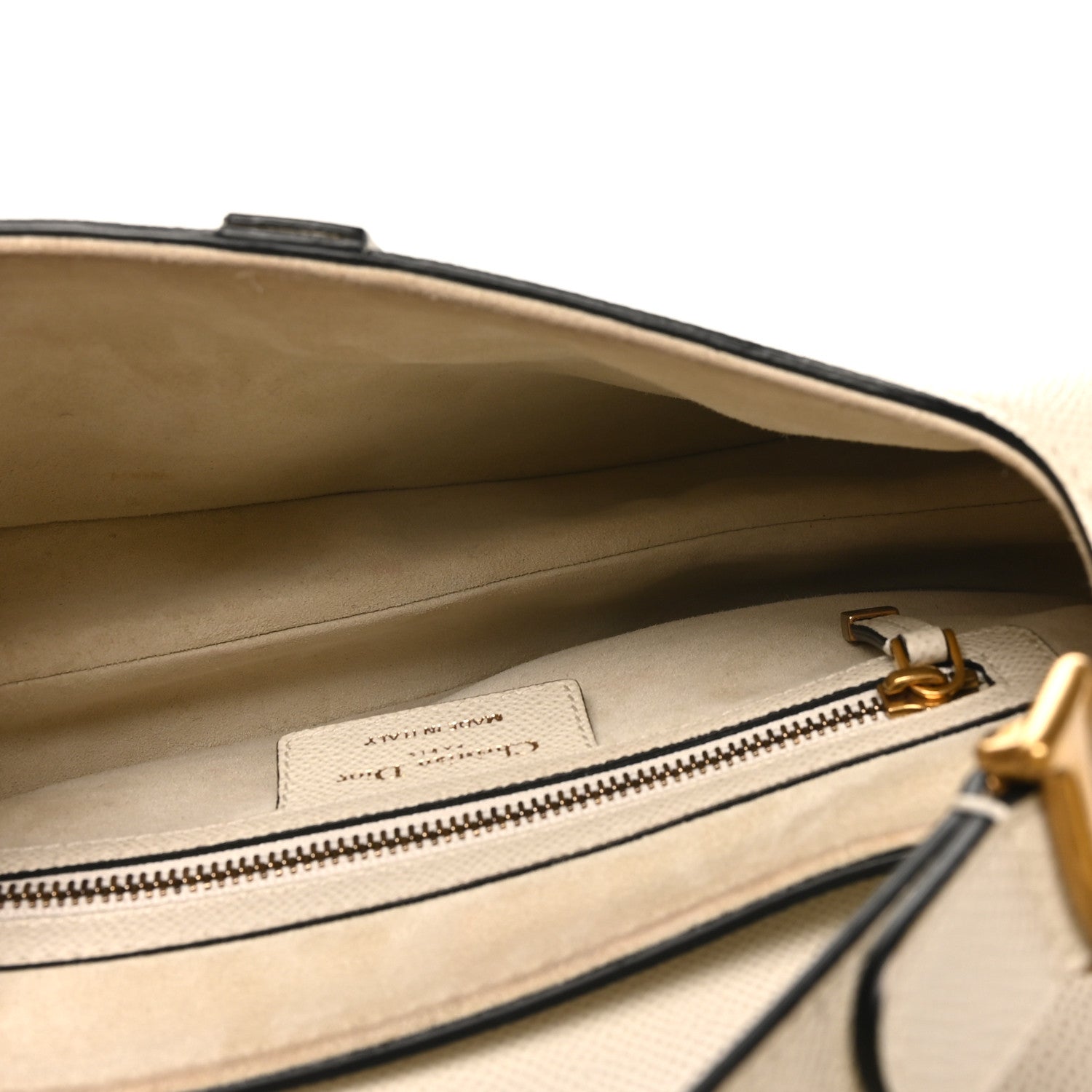 Grained Calfskin Saddle Bag White