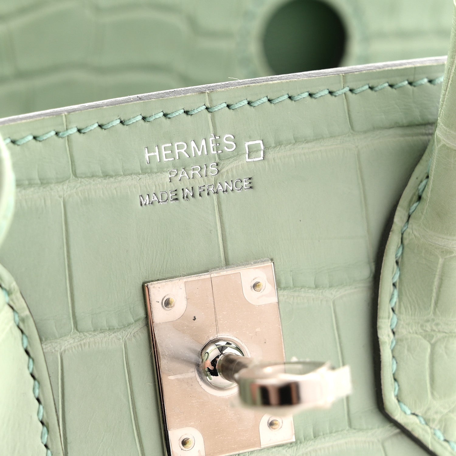 Matte Alligator Birkin Sellier 25 Vert D'eau