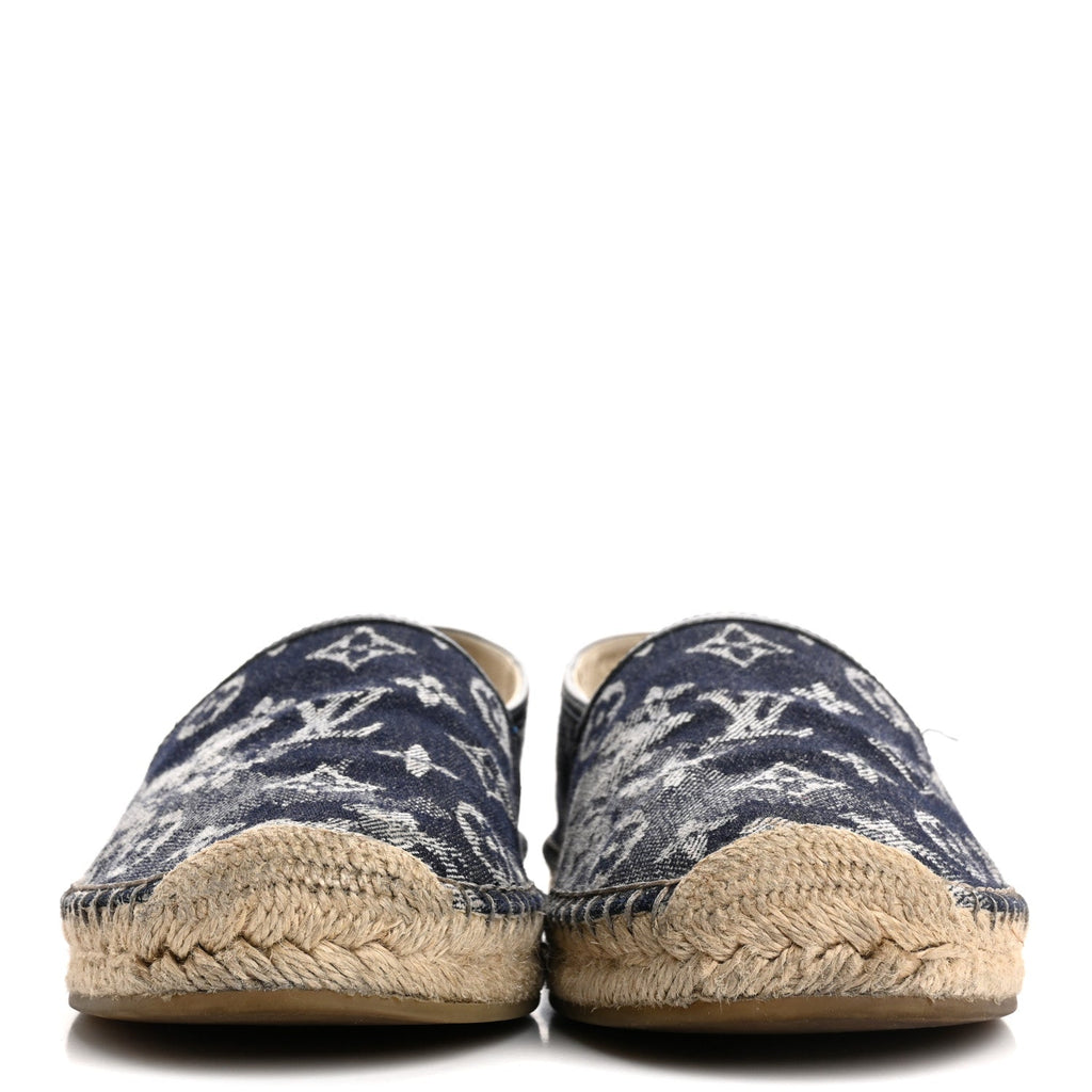 Monogram Denim Espadrille Flats 8.5 Blue