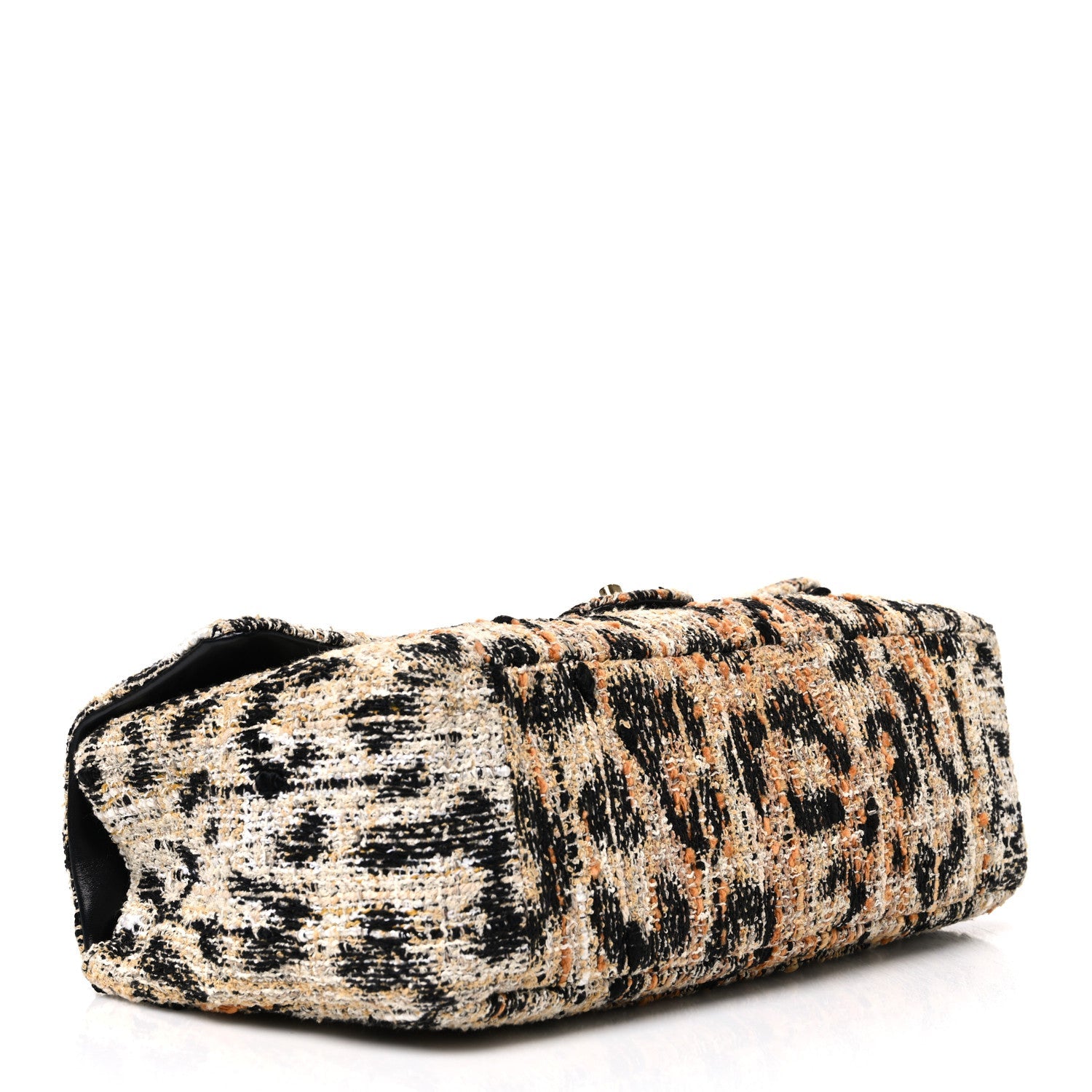 Tweed Mixed Fibers Leopard Print Small Souplissimo Maxi Flap Brown Black White