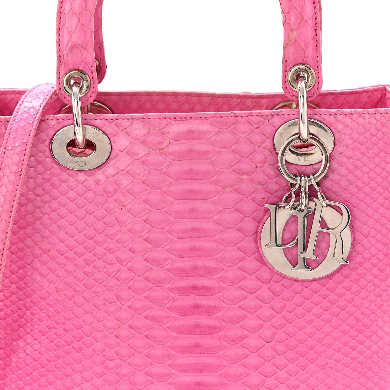 Snakeskin Medium Lady Dior Pink
