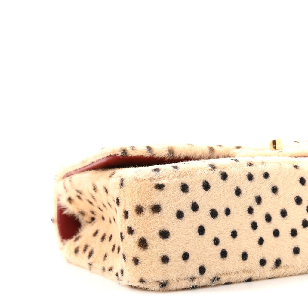 Pony Hair Cheetah Printed Creative Fabrics Flap Light Beige Black