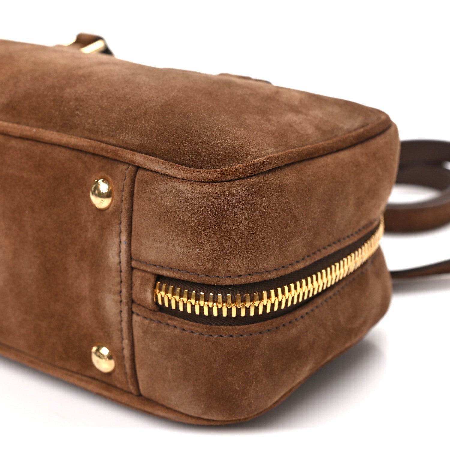 Suede Padded Regular Arcadie Top Handle Bag Cacao