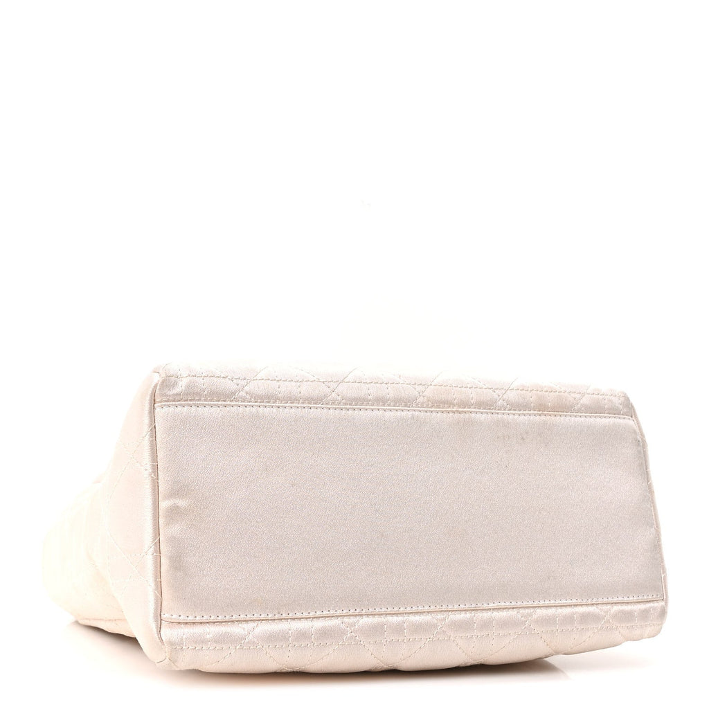 Metallic Nylon Cannage Medium Lady Dior White