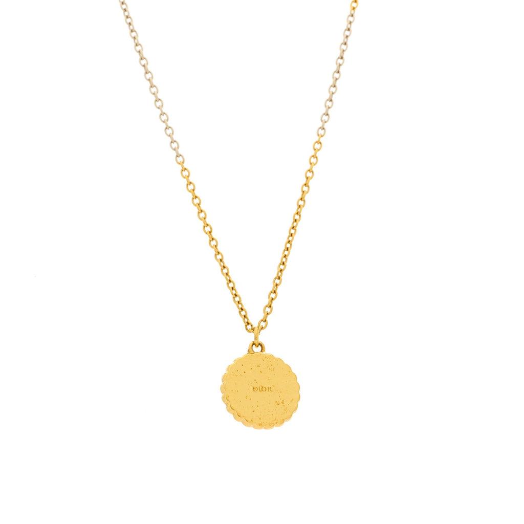 Metal Pearl CD Necklace Gold Black