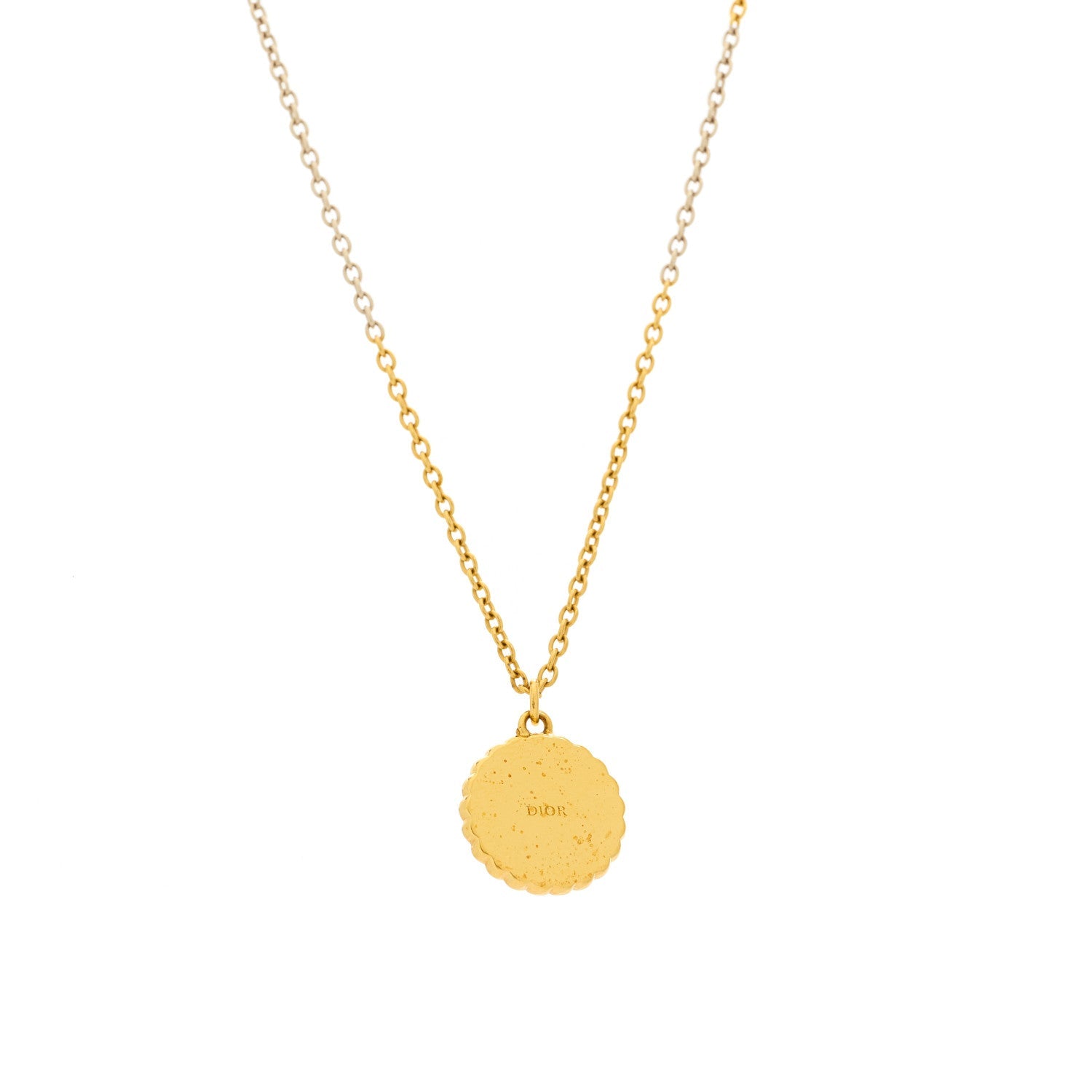 Metal Pearl CD Necklace Gold Black